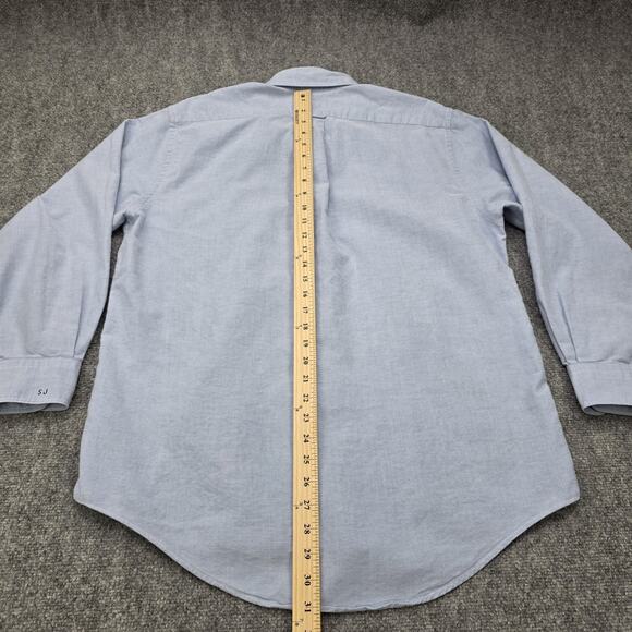 Vintage Lands End Shirt Mens 16 Blue Oxford Cloth Button Down Cotton Long Sleeve - Picture 6 of 16